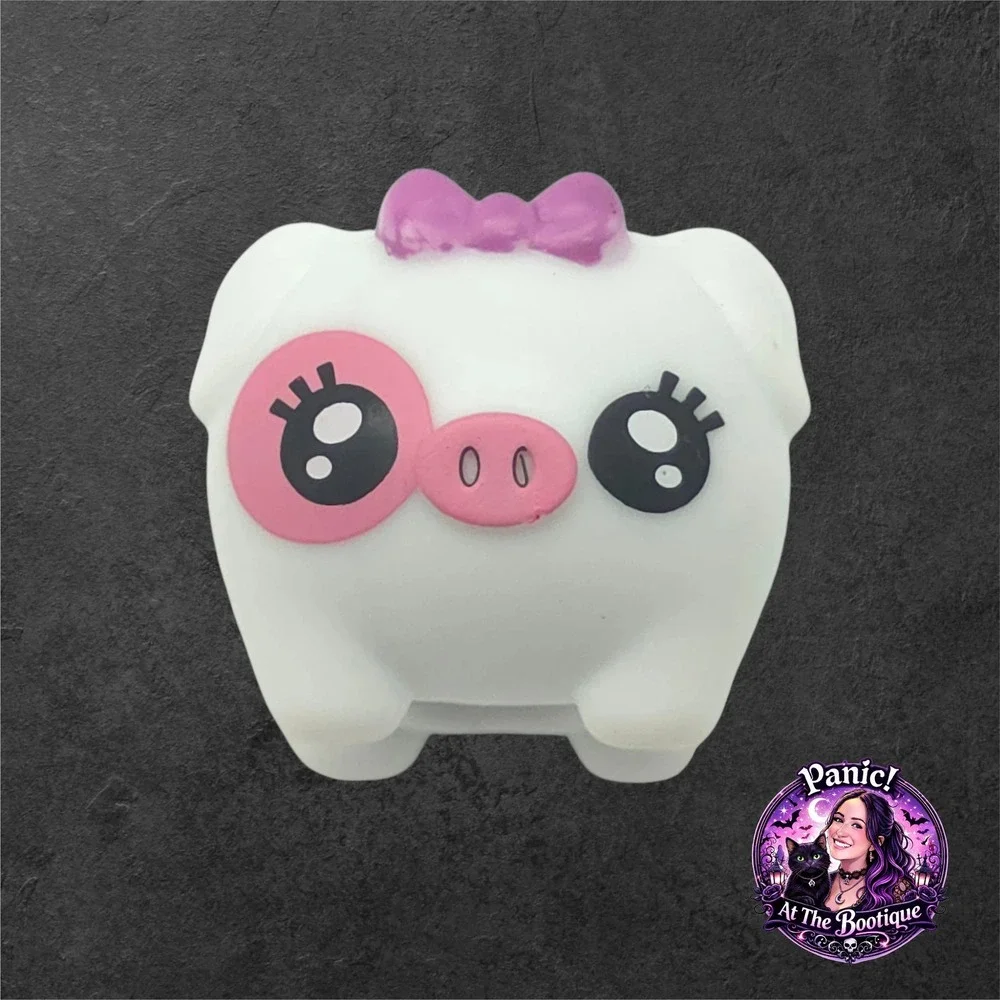 Shopkins Petkins Pig Mini Figure White Pink Purple Bow Kawaii Toy Collectible